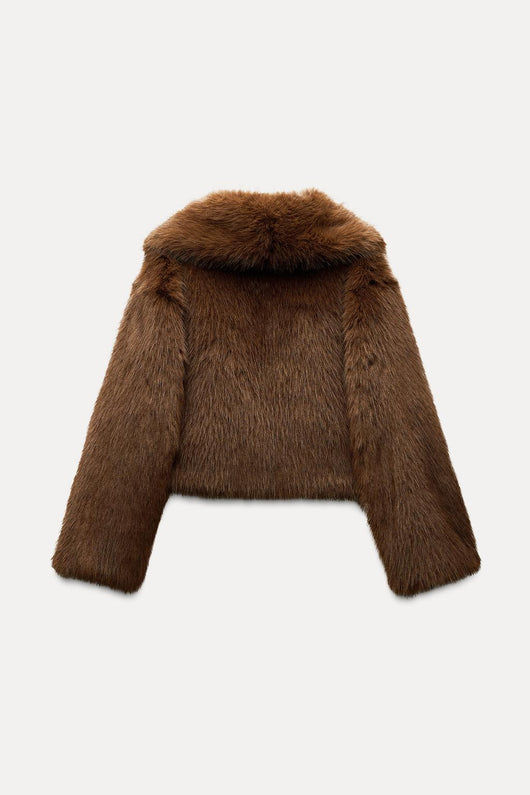 Veste courte en fausse fourrure