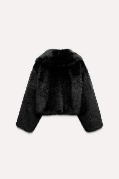 Veste courte en fausse fourrure