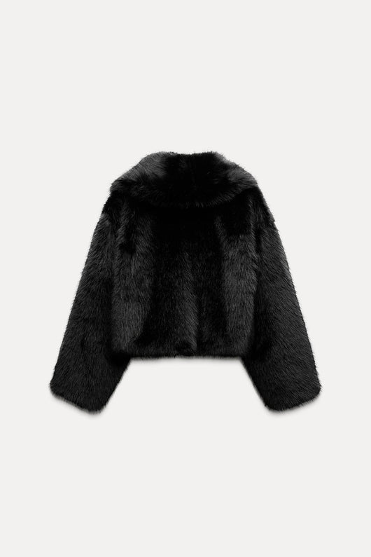 Veste courte en fausse fourrure