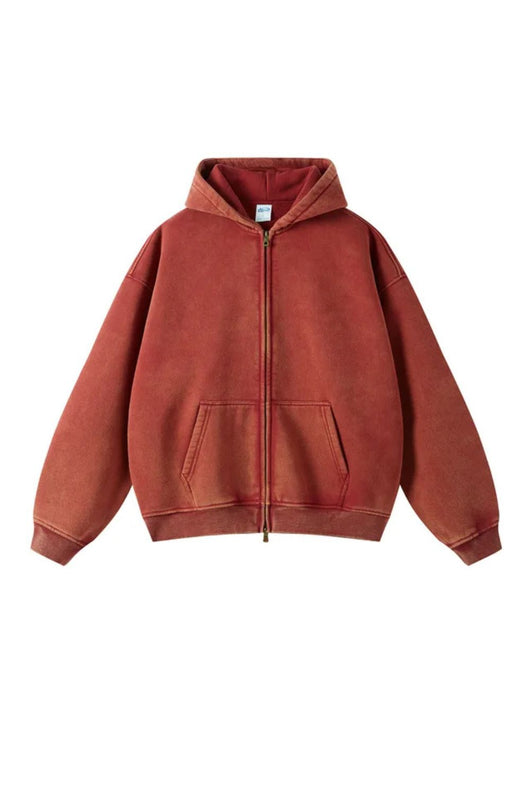Sweat à capuche zippé graphique épais