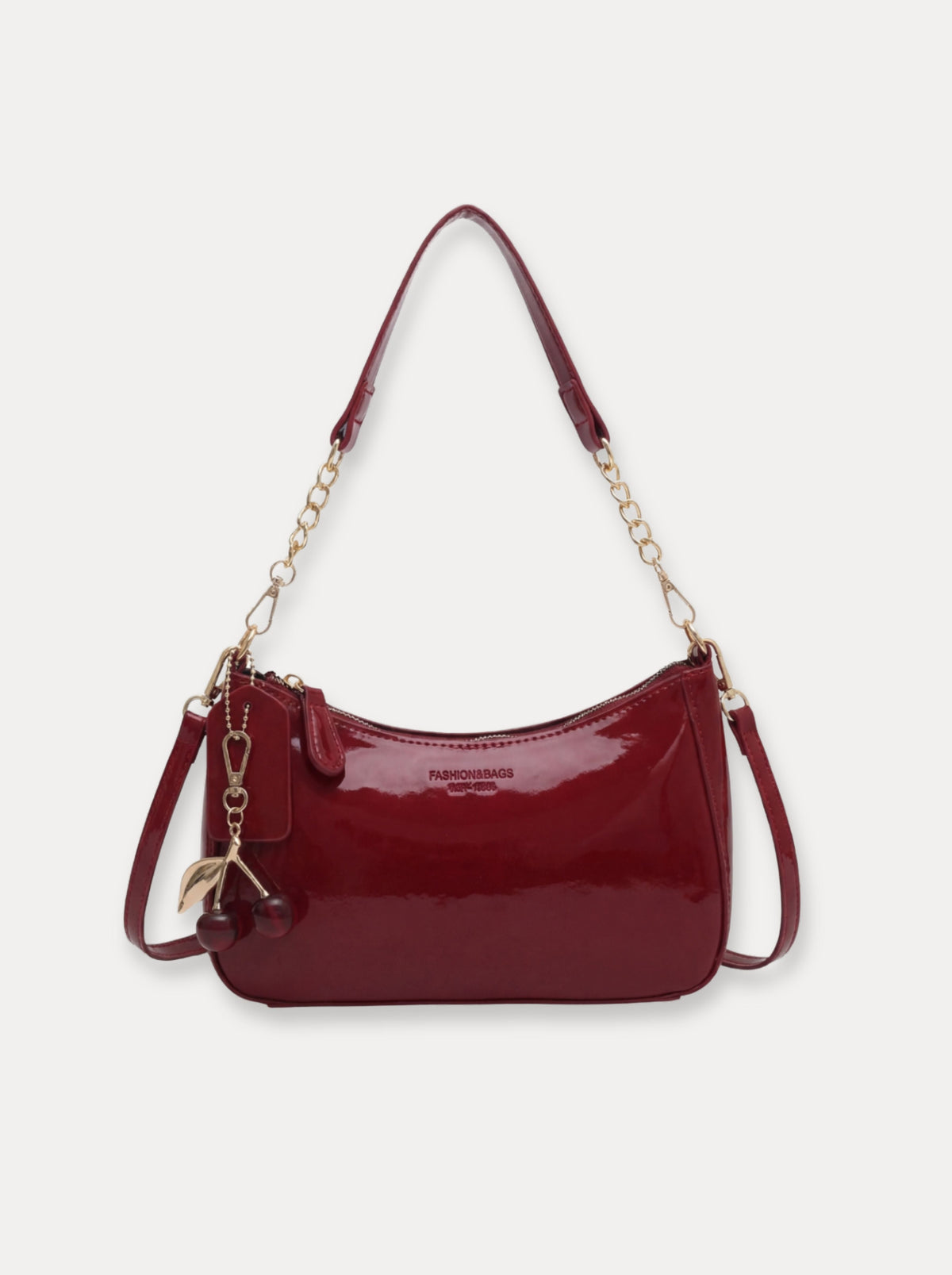 Sac à bandoulière à breloque cerise