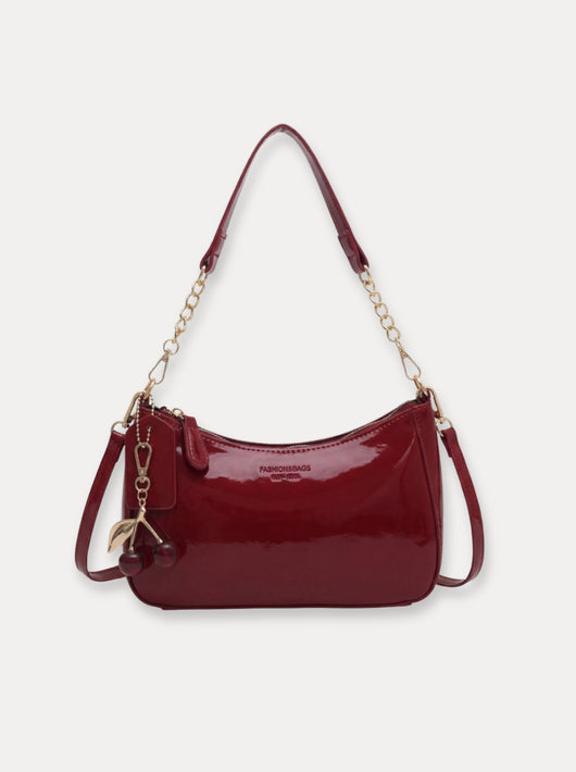 Sac à bandoulière à breloque cerise