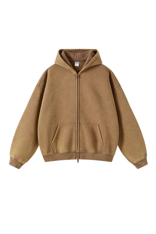 Sweat à capuche zippé graphique épais
