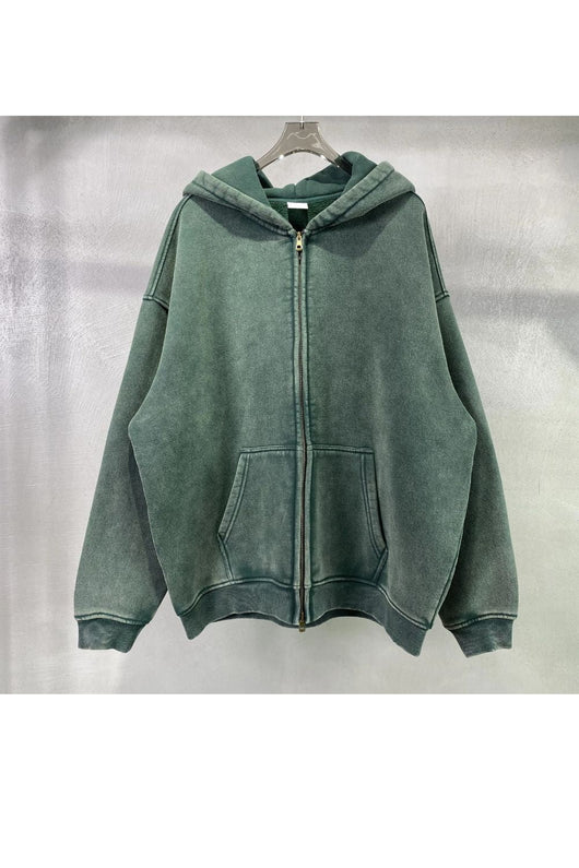 Sweat à capuche zippé graphique épais
