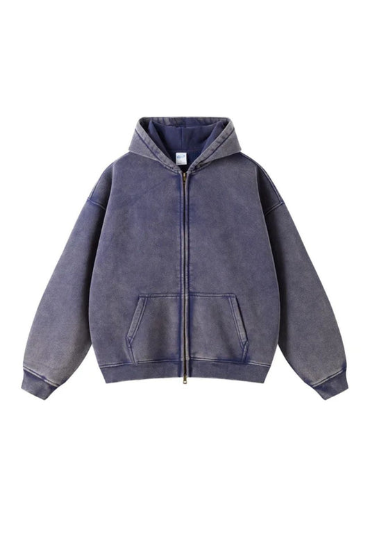 Sweat à capuche zippé graphique épais