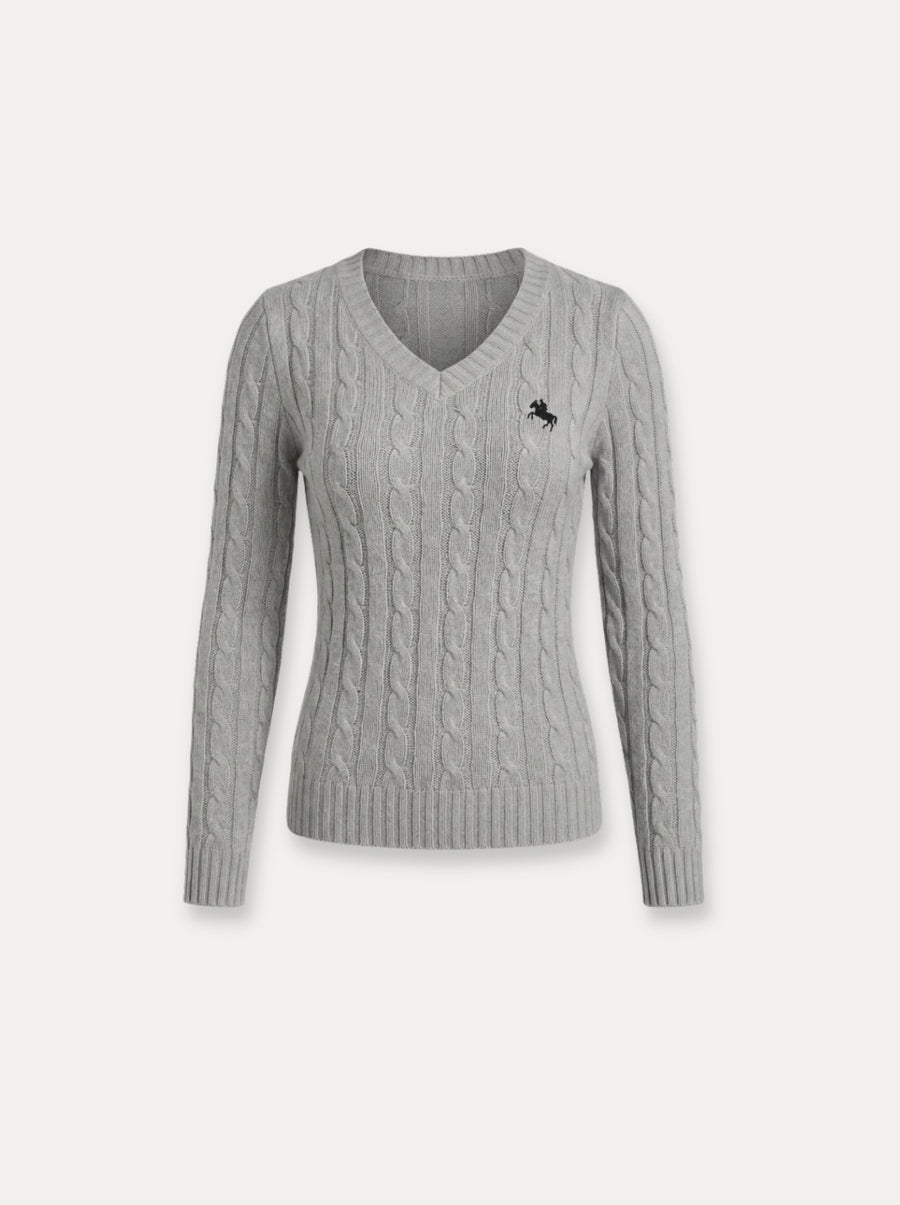 Pull à col en V en tricot torsadé