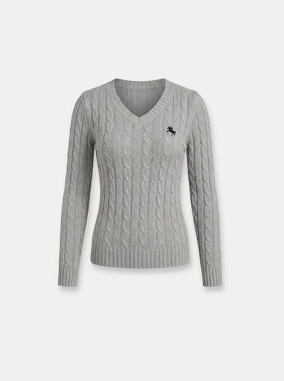 Pull à col en V en tricot torsadé