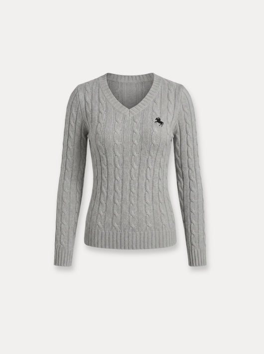 Pull à col en V en tricot torsadé