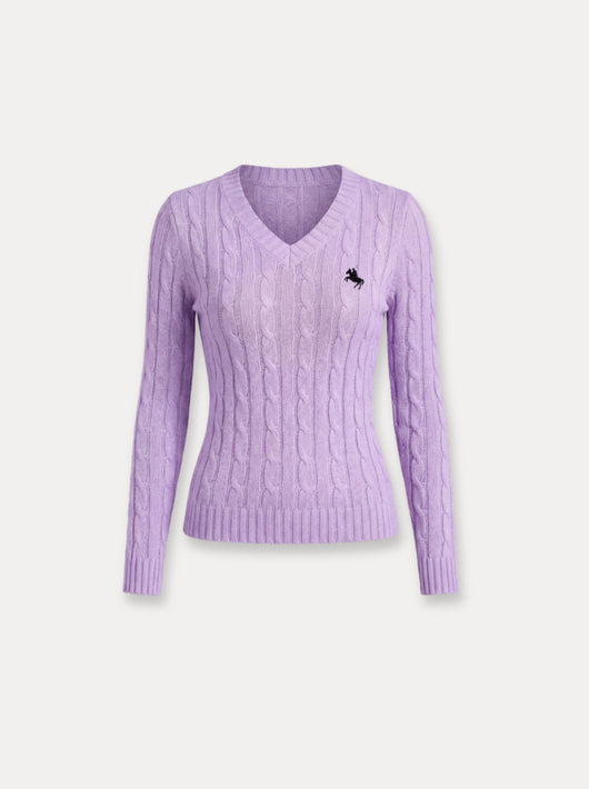 Pull à col en V en tricot torsadé