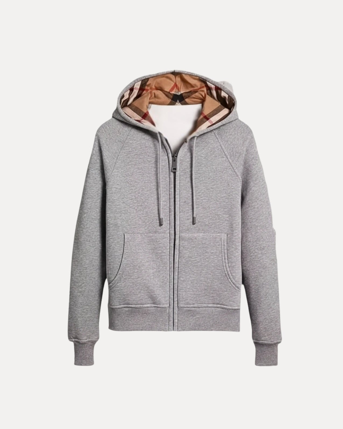 Sweat à capuche zippé à carreaux