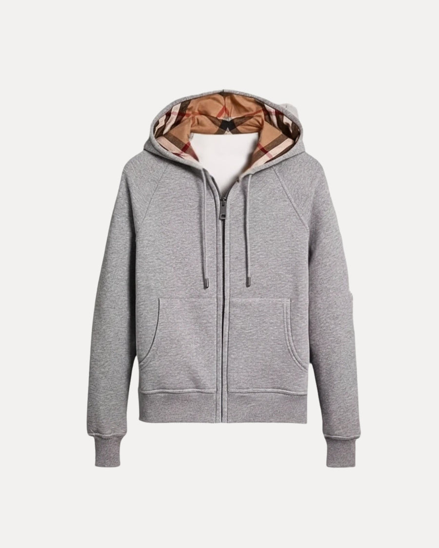 Sweat à capuche zippé à carreaux