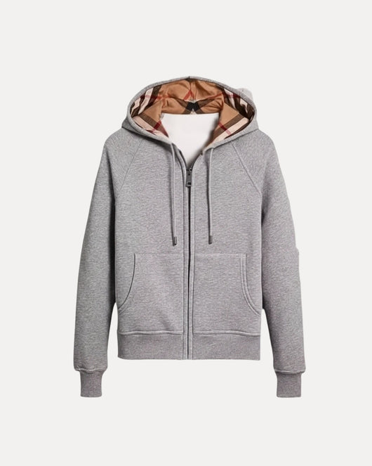 Sweat à capuche zippé à carreaux