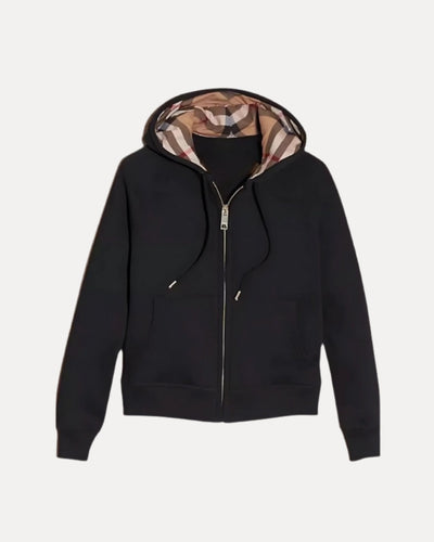 Sweat à capuche zippé à carreaux