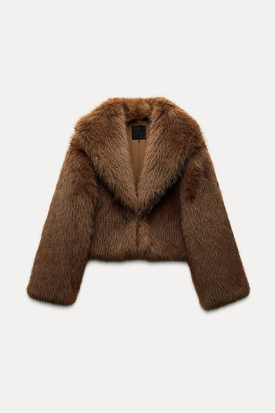 Veste courte en fausse fourrure