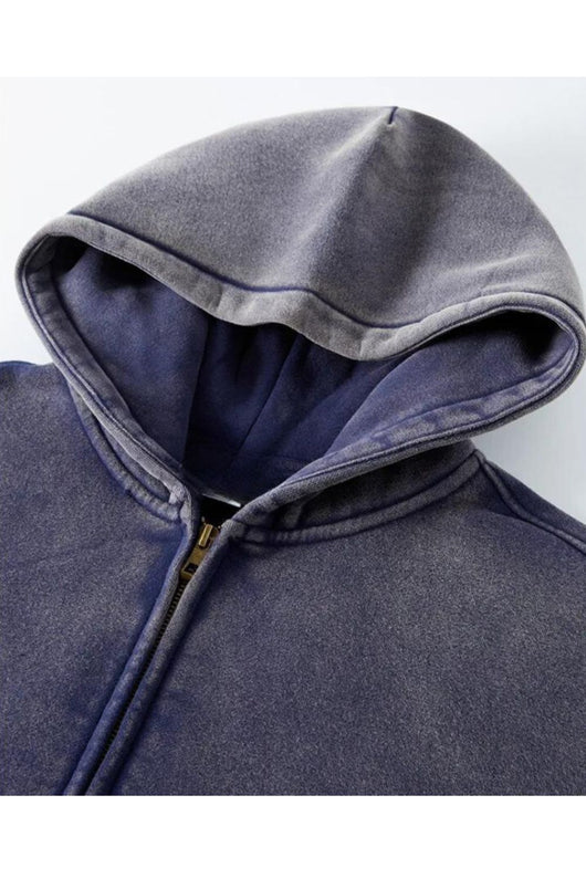 Sweat à capuche zippé graphique épais