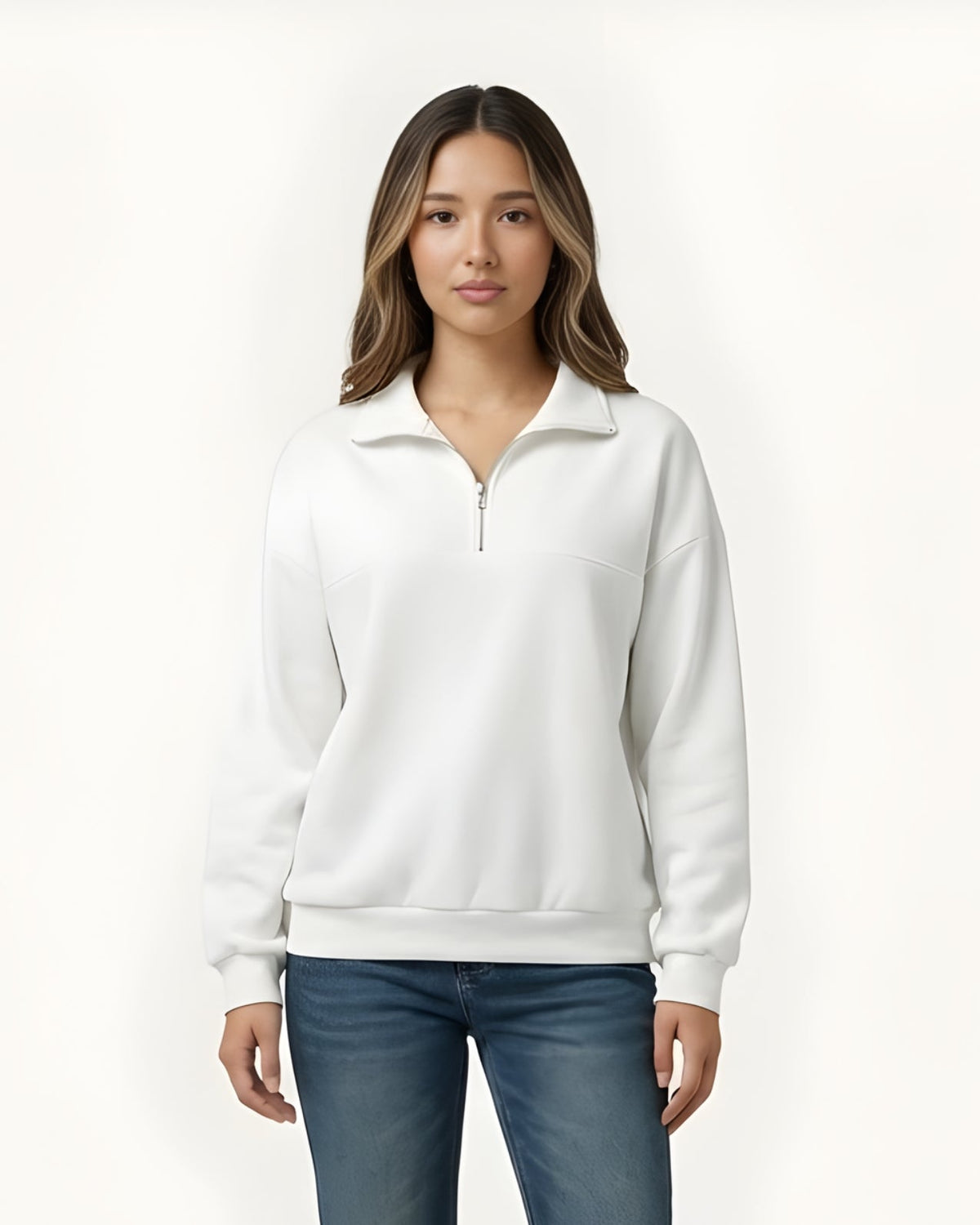 Sweat zippé demi-lune