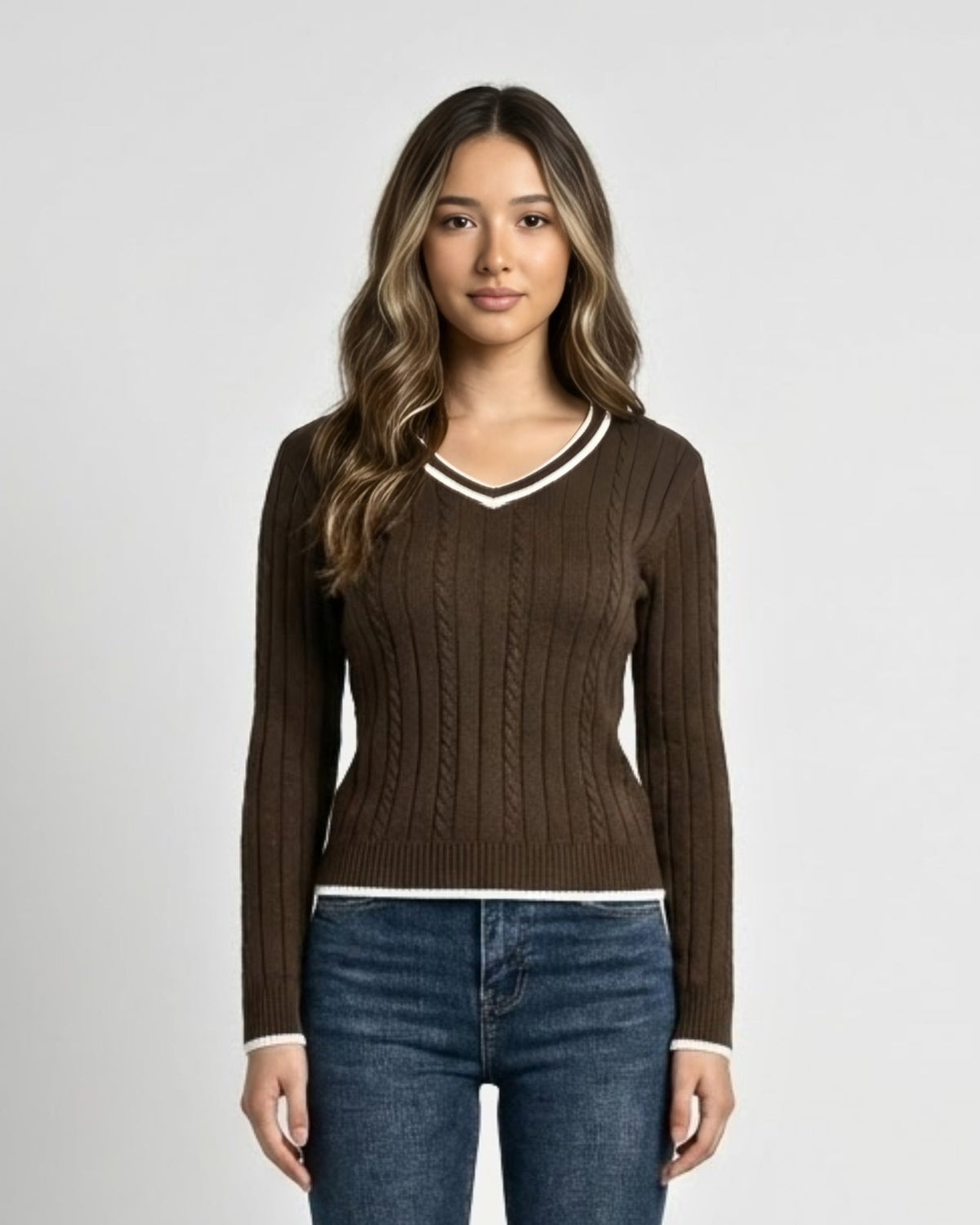 Pull en tricot torsadé
