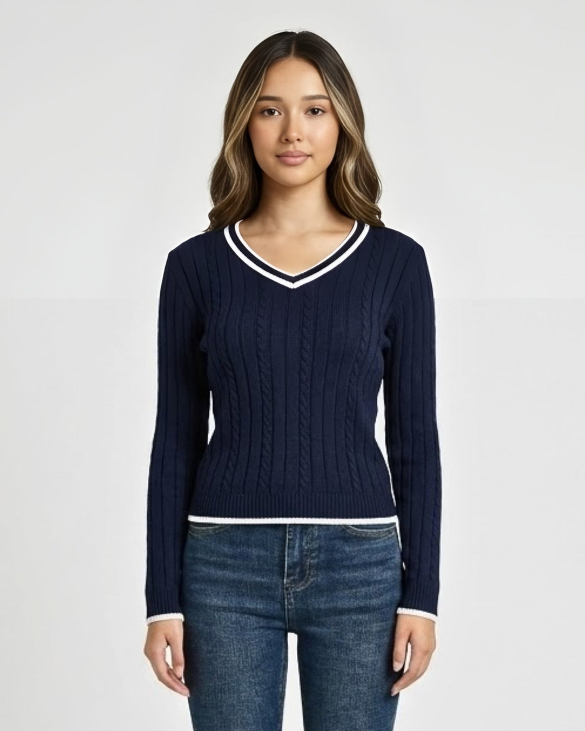 Pull en tricot torsadé