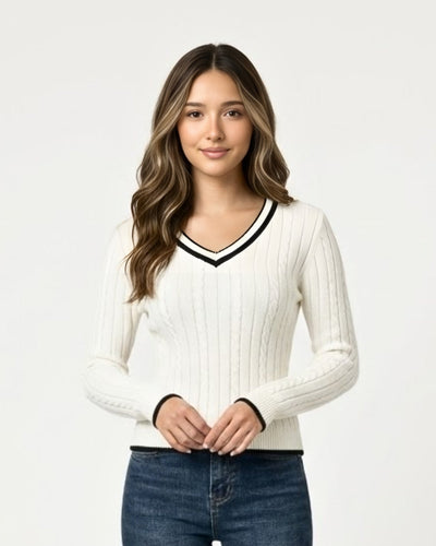 Pull en tricot torsadé
