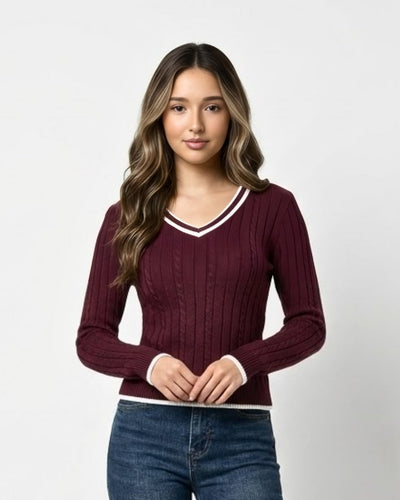 Pull en tricot torsadé