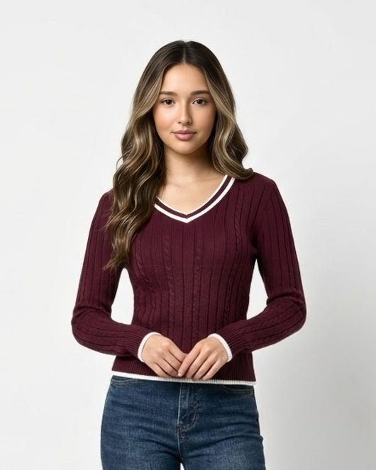 Pull en tricot torsadé