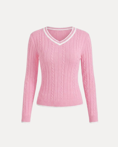Pull en tricot torsadé