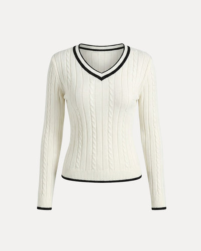 Pull en tricot torsadé