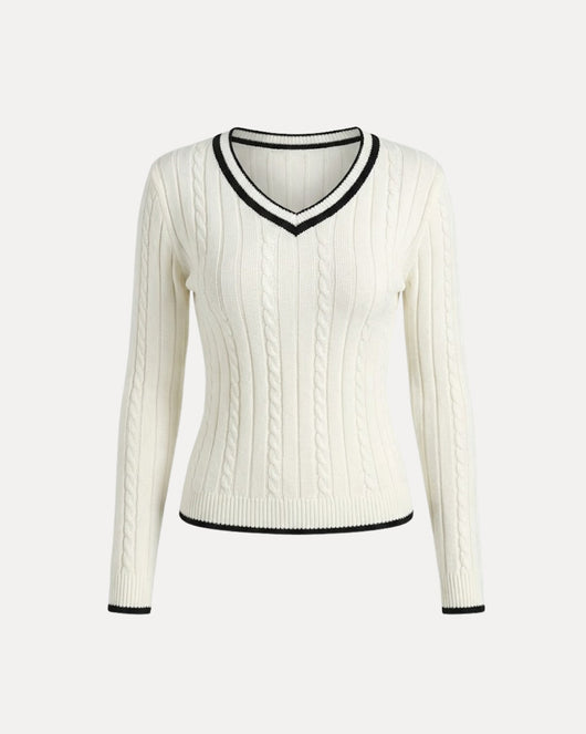 Pull en tricot torsadé