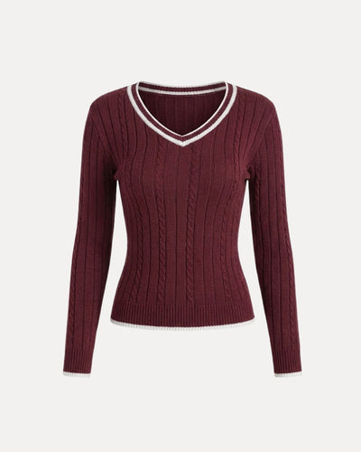 Pull en tricot torsadé
