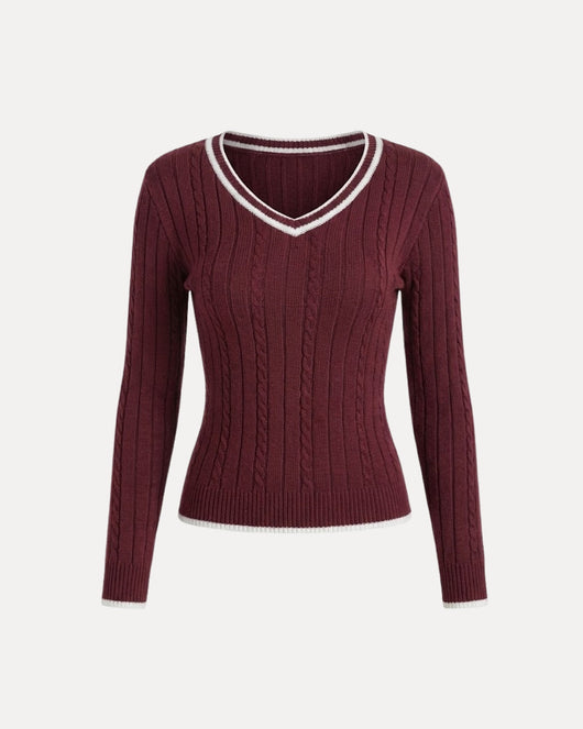 Pull en tricot torsadé
