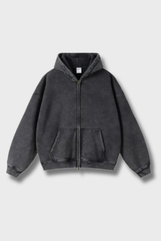 Sweat à capuche zippé graphique épais