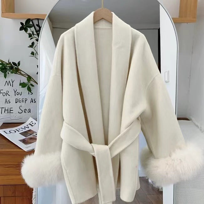 Manteau en laine avec fourrure
