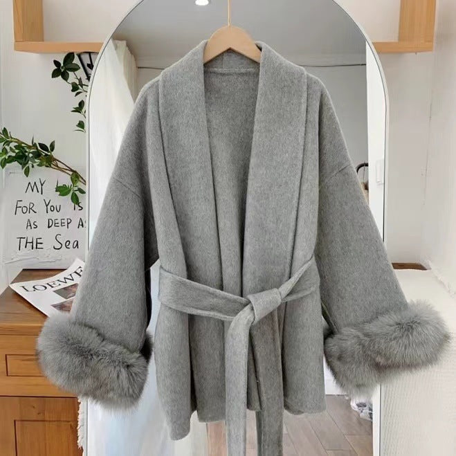 Manteau en laine avec fourrure
