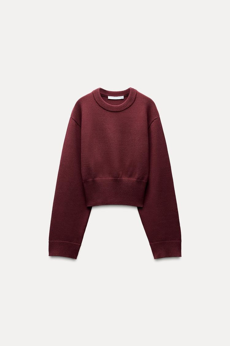 Pull court en tricot à manches larges