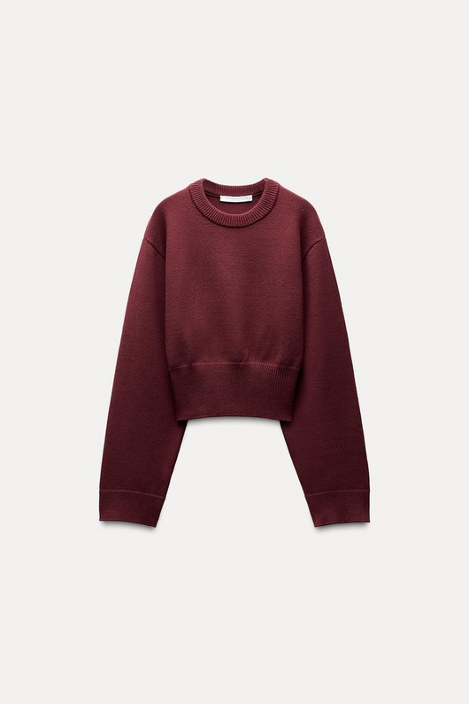 Pull court en tricot à manches larges