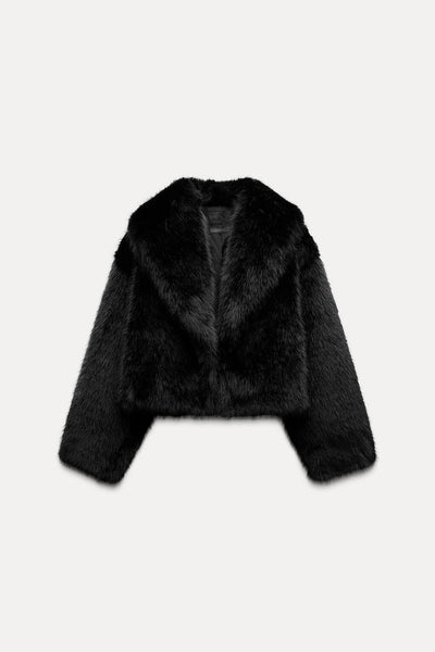 Veste courte en fausse fourrure