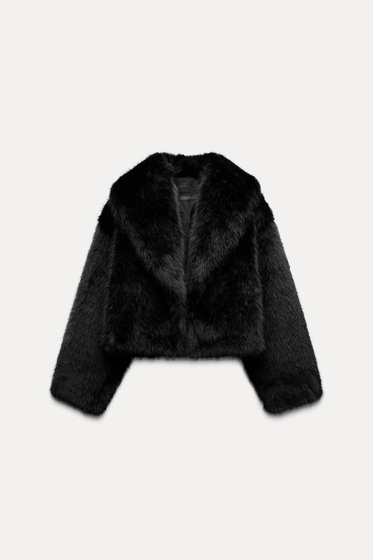 Veste courte en fausse fourrure