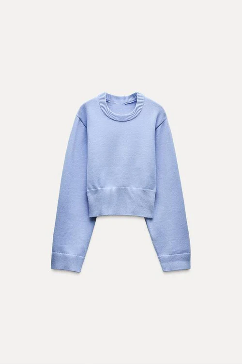 Pull court en tricot à manches larges