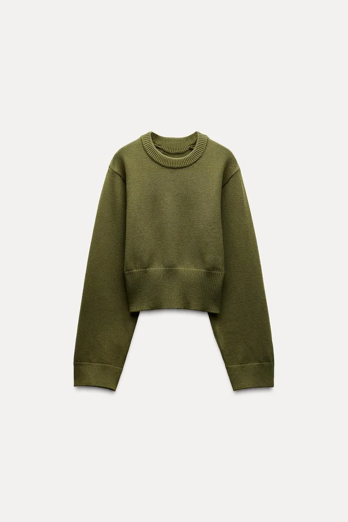 Pull court en tricot à manches larges